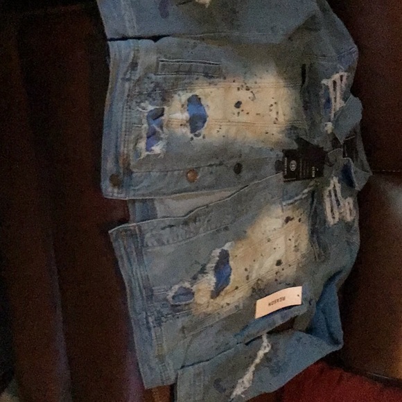 New Reasons Brand Paint Splatter Denim Jacket.Unisex Size Large and Medium - Picture 2 of 10